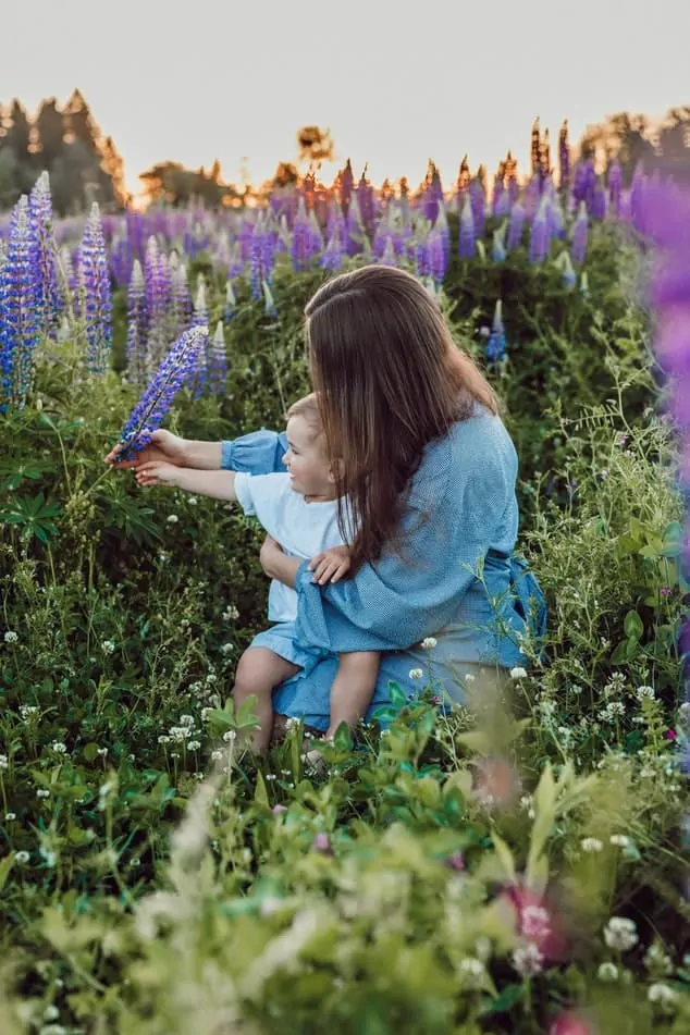 Pic 5 a woman and a baby in a feild of lavender