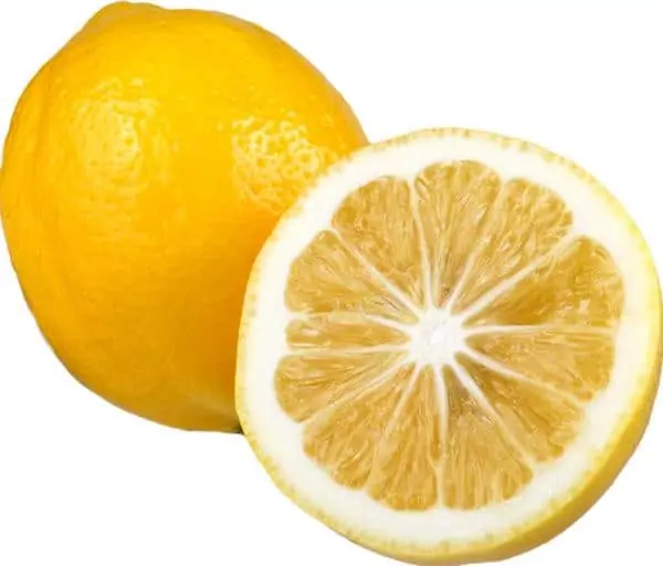 6 a lemon sliced in half